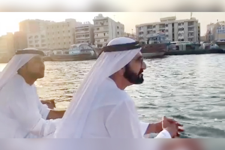 Sheikh Mohammed inspects Deira Market, takes an Abra ride 