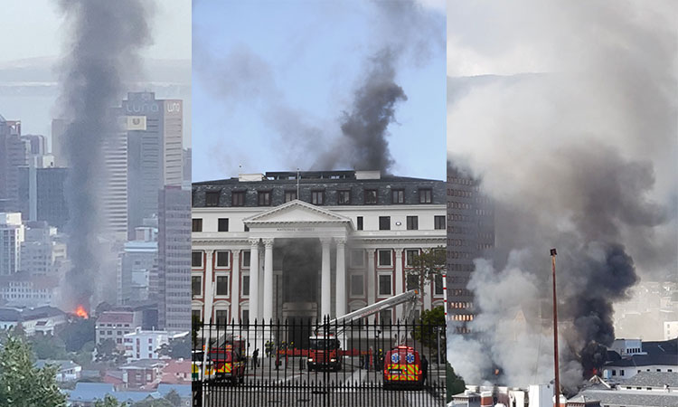 Fire burns South Africa's parliament building in Cape Town