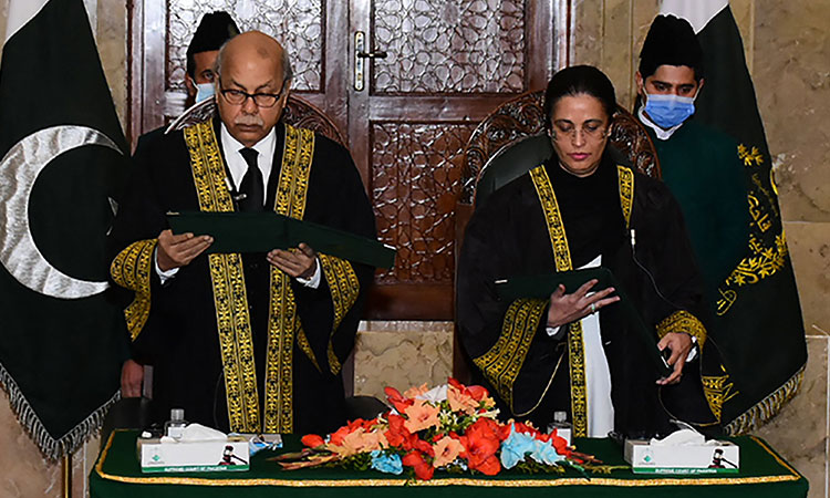 Justice Ayesha Malik takes oath as first female judge of Pakistan's Supreme Court