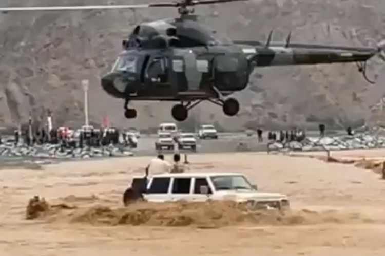 VIDEO: Rescue chopper airlifts two people stuck in Ras Al Khaimah floodwaters