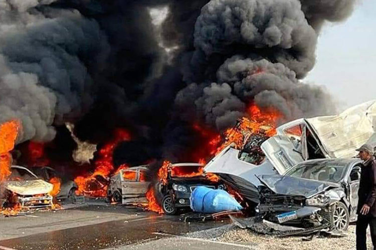 VIDEO: Cars explode in horrific collision on a Cairo highway, one dead