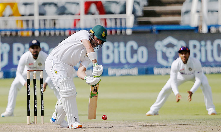 Captain Elgar defies Indian bowlers as South Africa launch tough chase 