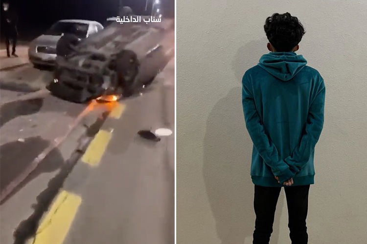 VIDEO: Man arrested for deliberately hitting a girl’s car causing it to turn turtle in Saudi Arabia