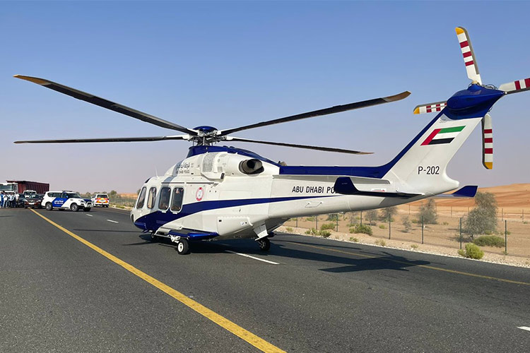 Abu Dhabi air ambulance lifts two wounded in an accident to hospital