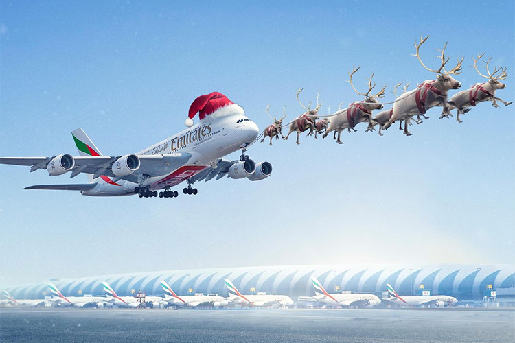 VIDEO: Reindeer help Emirates jumbo jet take off from Dubai airport in the most Christmas way