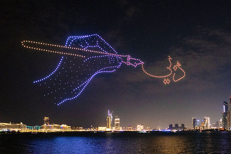 500 drones come together to write Dubai in the sky