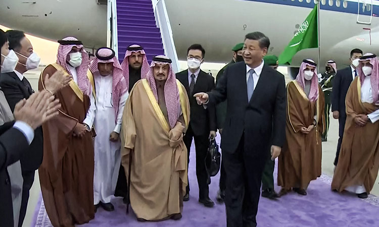 Chinese President Xi arrives on a three-day official visit to Saudi Arabia