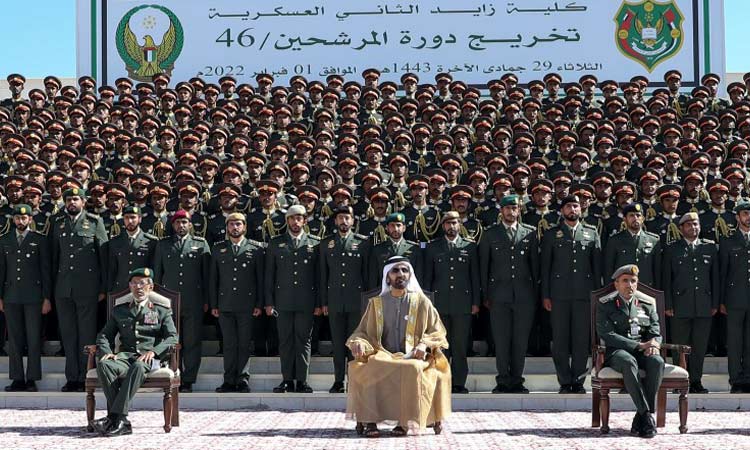 Sheikh Mohammed attends Zayed II Military College graduation