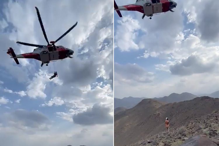 VIDEO: Injured mountaineer airlifted from Wadi Al Helo to Kalba Hospital