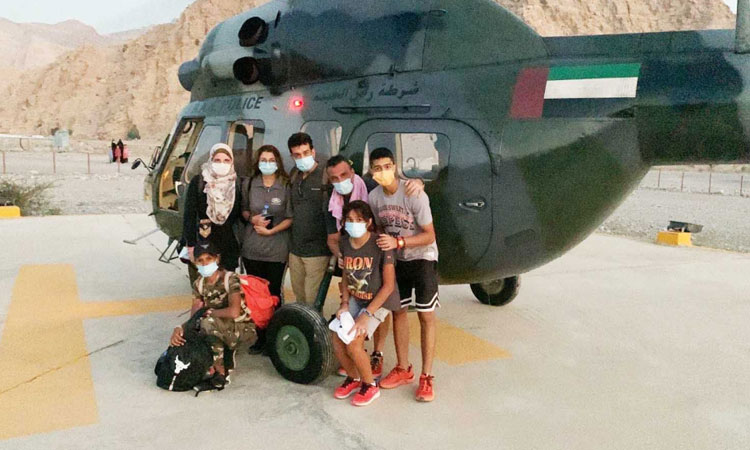 RAK Police's air wing rescues 7 Asian tourists