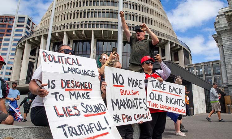 New Zealand protesters block streets outside parliament