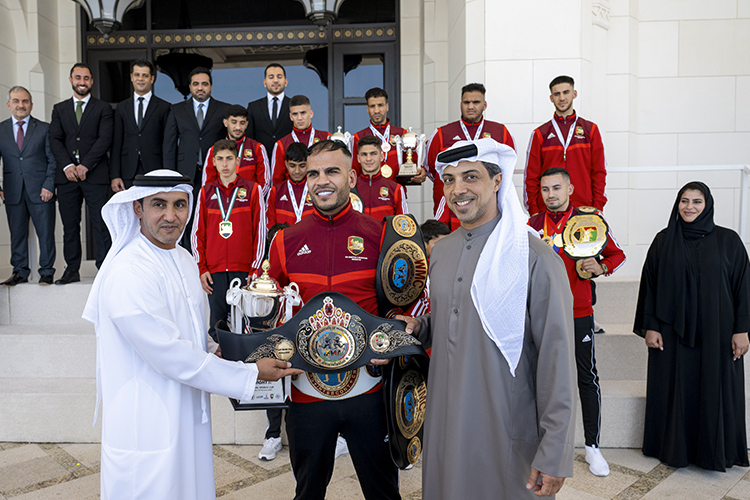 Sheikh Mansour receives UAE Muay Thai national team