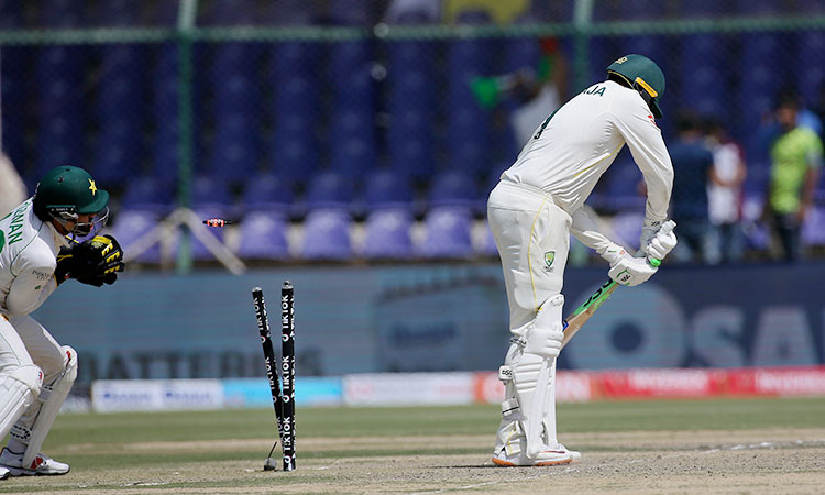 Khawaja falls for 160 as Australia reach 407-7 against Pakistan in second Test 