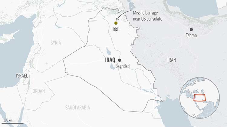 Iran claims missile barrage near US consulate in Iraq