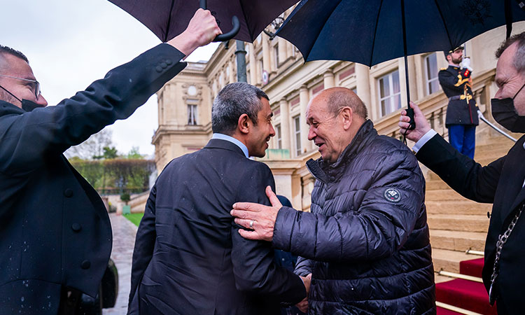 Abdullah Bin Zayed, Le Drian review consolidating strategic partnership in Paris