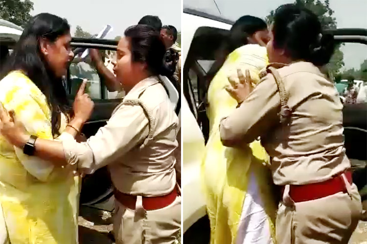 VIDEO: Drunk female police officer crashes into a divider, threatens others with action in India