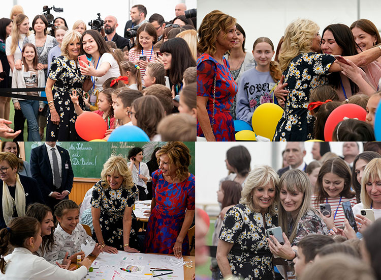 Jill Biden hears heartbreak of Ukrainian mothers and teachers now in Romania