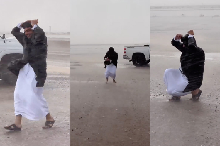 VIDEO: Rainstorm almost blows away a man, uproots trees in Al Ain