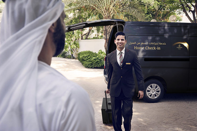 Emirates offers home check-in services for First Class passengers