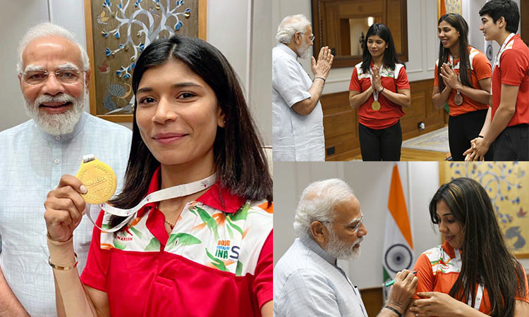 Telangana announces Rs2 crore each for Nikhat Zareen, Esha Singh as PM Modi meets women boxers