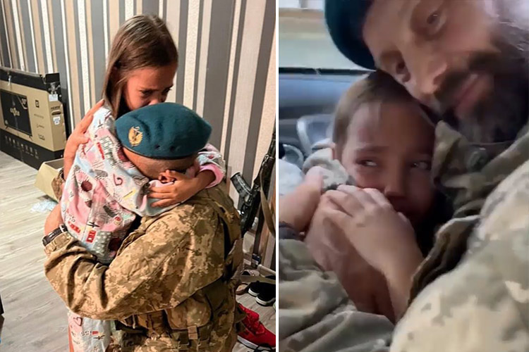 VIDEO: Ukrainian soldier serving in frontline meets daughter for the first time since Feb.24