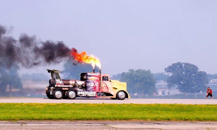 Driver dies in jet-propelled truck crash at US air show