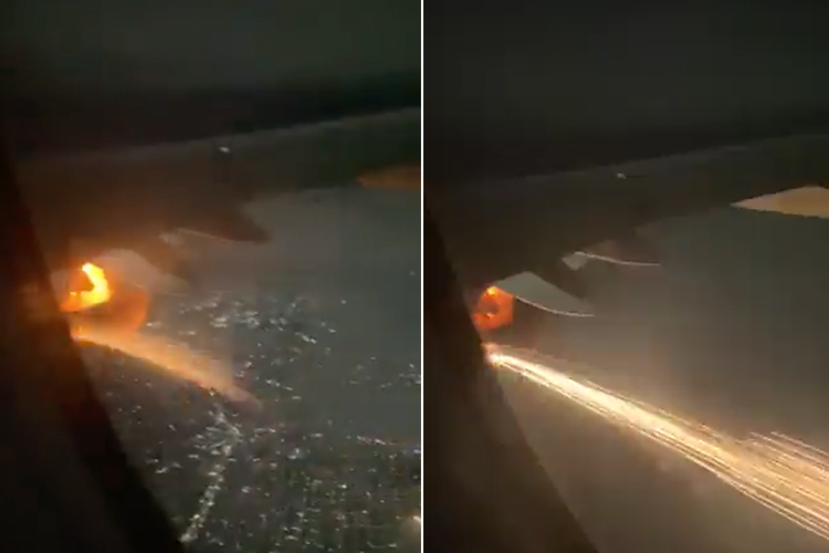 VIDEO: Airplane engine catches fire minutes after takeoff