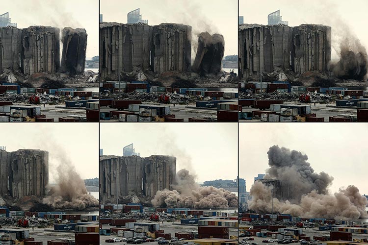 VIDEO: No casualties as part of Beirut's port silos collapses on 2nd anniversary