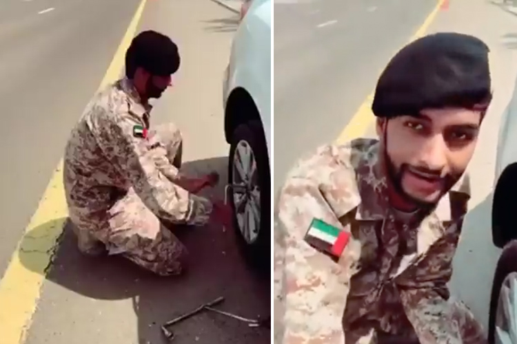 VIDEO: UAE armed forces personnel fix flat tyre of woman stranded on highway