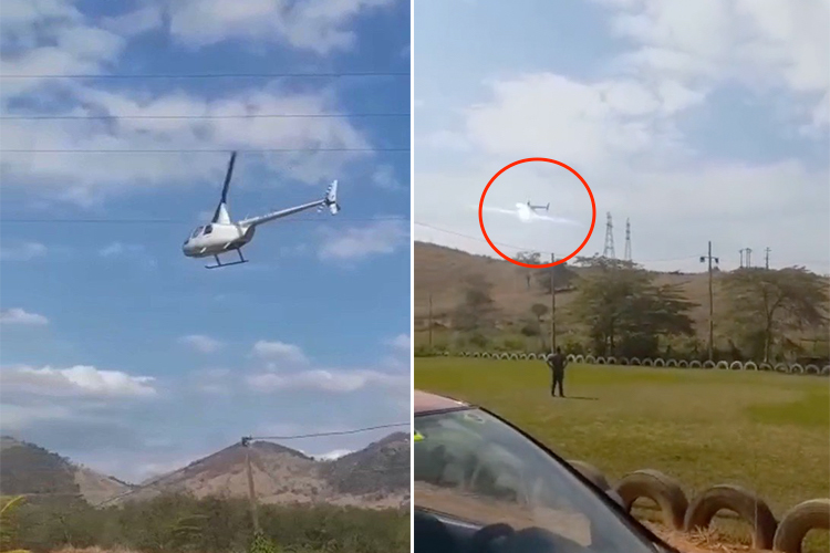 VIDEO: Helicopter gets tangled in power lines and crashes on field, 4 injured 