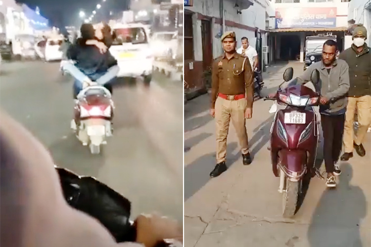 VIDEO: Youth detained for romancing on two-wheeler in India