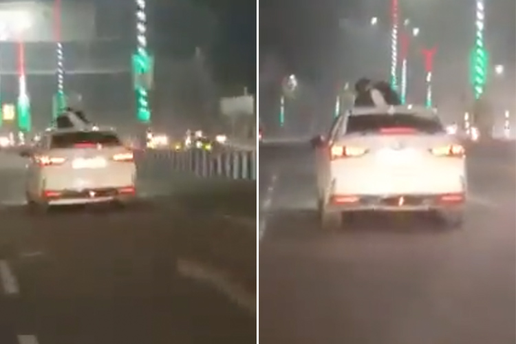 VIDEO: Couple romancing atop moving car in Lucknow goes viral, police launch probe