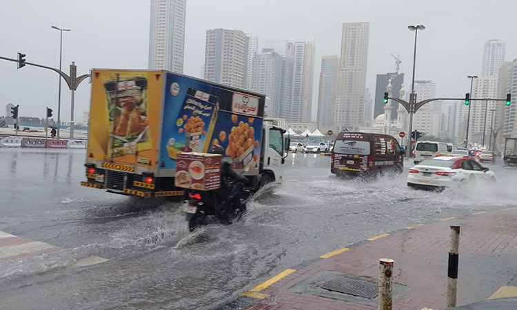 VIDEO: Non-stop rain dips temperature to  2.9°C, floods roads in UAE