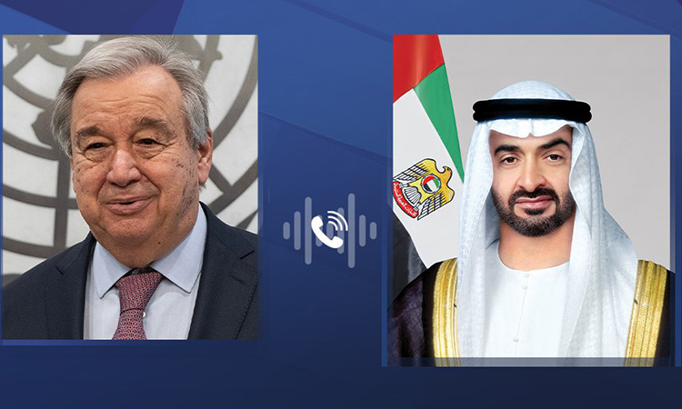 Sheikh Mohamed, Guterres discuss humanitarian conditions in Gaza