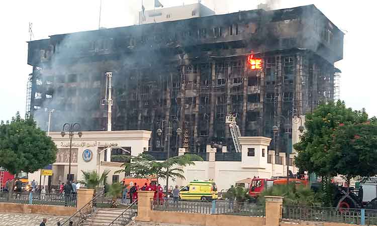 Fire erupts in a police headquarters in Egypt