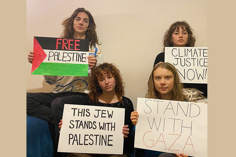 Greta Thunberg says ‘We are striking in solidarity with Palestine and Gaza’ during her climate protest