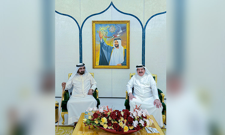 Sheikh Mohammed, Bahrain King discuss ways  to enhance bilateral ties