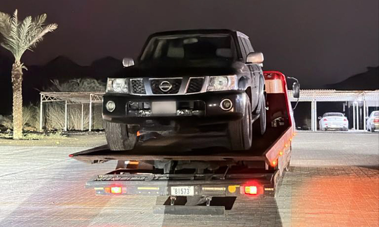 RAK Police arrest motorist for doing risky stunts with his car in front of a patrol