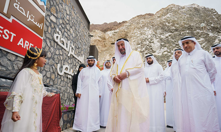 Sheikh Sultan inaugurates Shees Rest Area with outdoor theatre on Khorfakkan-Sharjah Road