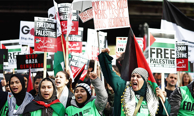 Thousands join pro-Palestinian protest in London to demand Gaza ceasefire