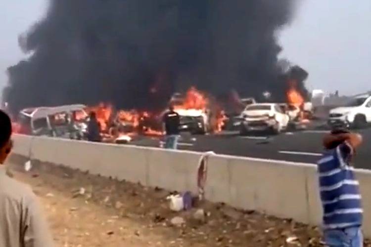 At least 35 people killed in a multi-car pileup on a highway in Egypt