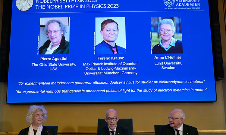 Trio wins physics Nobel for illuminating electrons