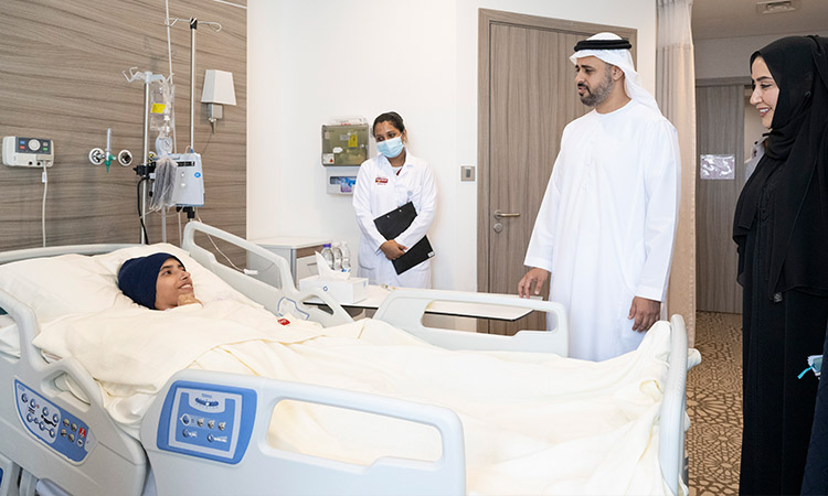 Sheikh Theyab visits Palestinian kids, their families receiving treatment in UAE hospitals 