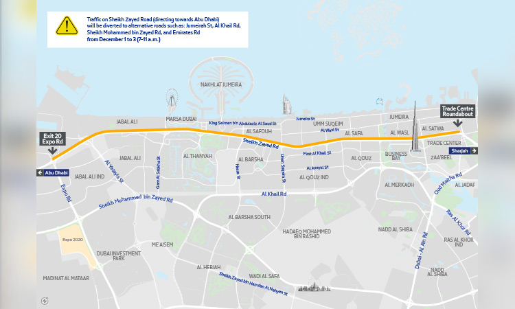 Dubai to divert traffic on roads leading to Sheikh Zayed Road for COP28 and National Day