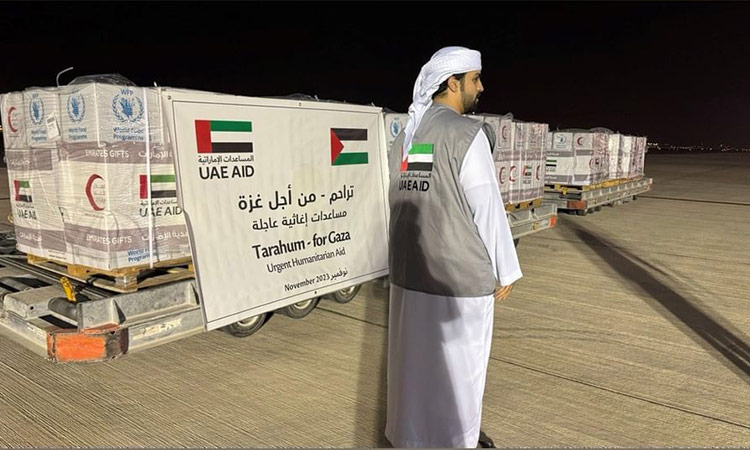 UAE sends 25 tonnes of urgent relief aid to Palestinians in Gaza Strip