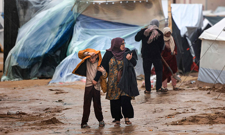 Tents flooded as Gaza rain worsens misery of displaced families