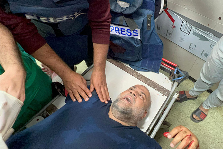 Two Palestinian journalists Wael Dahdouh and Samer Daqqa wounded in Israeli missile strike