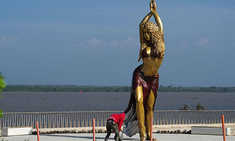 Colombian singer Shakira's home city unveils statue in her honour