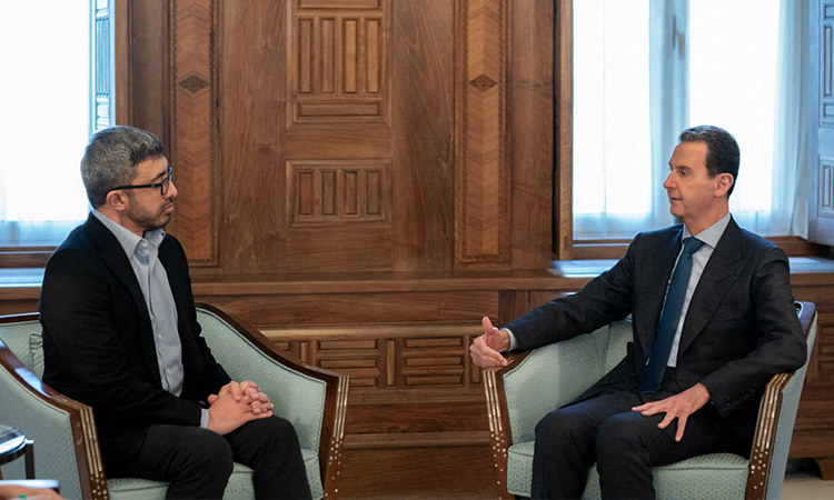 UAE FM Sheikh Abdullah and Syria President Assad discuss humanitarian repercussions of quake