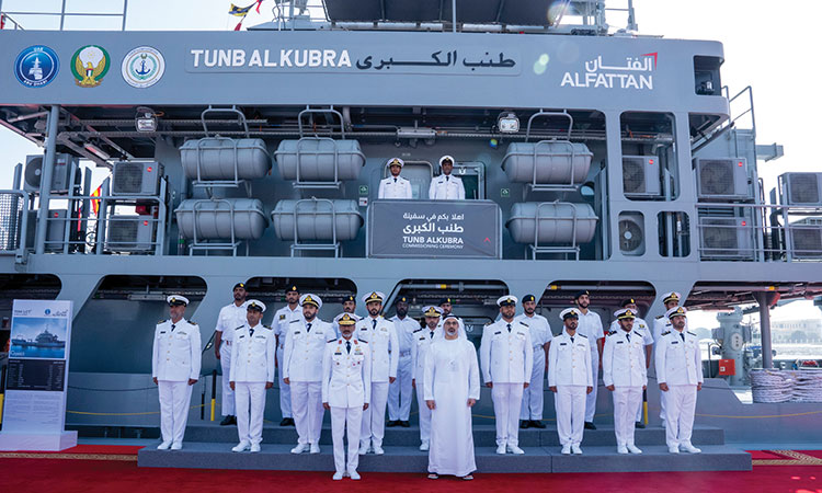 Sheikh Khaled Bin Mohamed inaugurates Tunb Al Kubra naval vessel